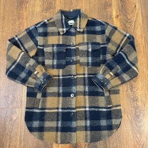 Roots Navy and Tan Plaid Shacket